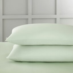 Rackhams 400 Thread Count Cotton Sateen Standard Pillowcase Pair - Green - 50x75cm (x2)
