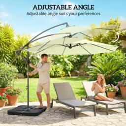 Rackhams 3(m) Banana Parasol Cantilever Umbrella Garden w/ Base Weights - Black - Modern - Cantilever Parasol - thumbnail 6