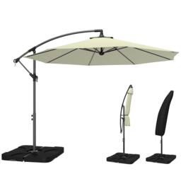 Rackhams 3(m) Banana Parasol Cantilever Umbrella Garden w/ Base Weights - Black - Modern - Cantilever Parasol - thumbnail 3