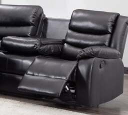 Rackhams Leather 5 Seater Reclining Corner Sofa + Drinks Tray - Brown - thumbnail 4