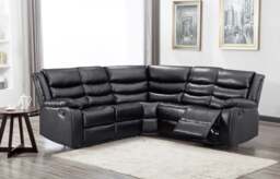 Rackhams Leather 5 Seater Reclining Corner Sofa + Drinks Tray - Brown - thumbnail 5