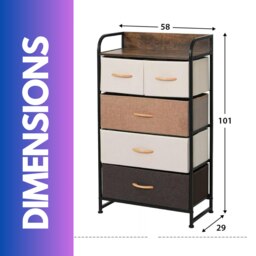 Rackhams 5 Fabric Drawer Bedroom Dresser With Large Drawers Brown - thumbnail 6