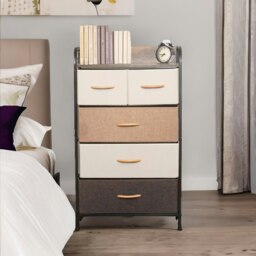Rackhams 5 Fabric Drawer Bedroom Dresser With Large Drawers Brown - thumbnail 2