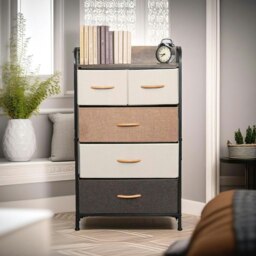 Rackhams 5 Fabric Drawer Bedroom Dresser With Large Drawers Brown - thumbnail 3