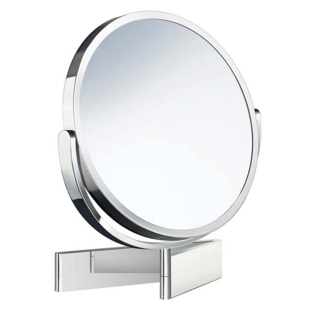 Rackhams Polished Chrome Double Sided Mirror - Wall Mounted Extendable Swing Arm Swivel 7x Magnification Bathroom Makeup or Shaving