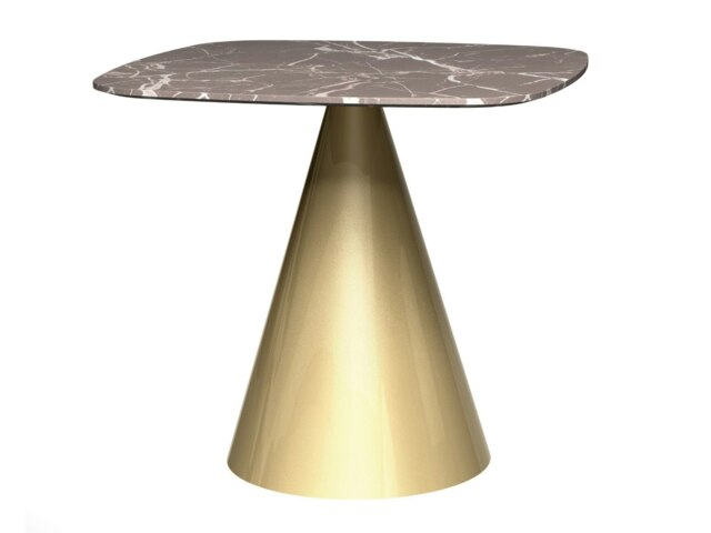 Rackhams Oscar Square Dining Tables - Small - Brass Brushed - Brown Marble - image 1