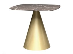Rackhams Oscar Square Dining Tables - Small - Brass Brushed - Brown Marble