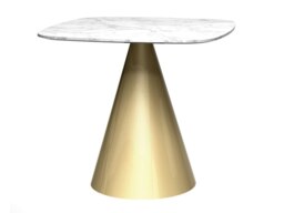Rackhams Oscar Square Dining Tables - Small - Brass Brushed - Brown Marble - thumbnail 4