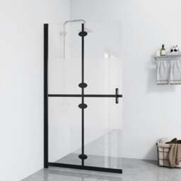 Rackhams Foldable Walk-in Shower Wall Half Frosted ESG Glass 70x190 cm - Aluminium, tempered glass - thumbnail 1