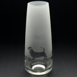 Rackhams Basset Hound Dog Glass Bud Vase - Hand Etched/Engraved Gift