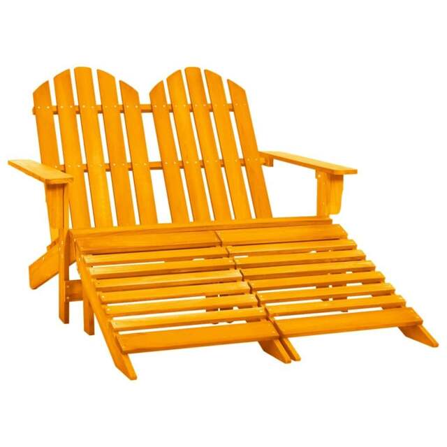 Rackhams 2-Seater Garden Adirondack Chair&Ottoman Fir Wood Orange
