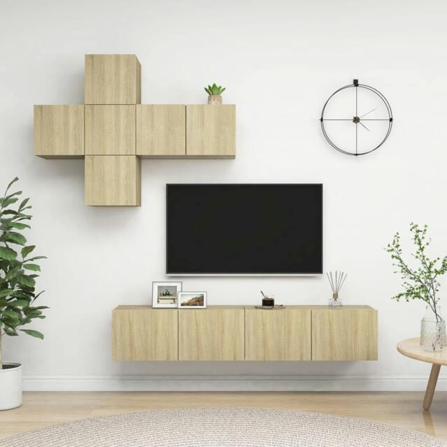 Rackhams 7 Piece TV Cabinet Set Sonoma Oak Engineered Wood