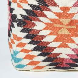 Rackhams Manila Orange and Pink Kilim Footstool Handwoven Beanbag Pouffe - 43 x 43 cm - thumbnail 4