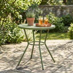 Rackhams 3 Piece Bistro Garden Set, Pair Of Rope Back Armchairs & Round Plastic Table, Moss Green - Terracotta - thumbnail 6