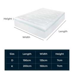Rackhams Mattress Topper Double King Deep Quilted Memory Foam Microfiber Dual Layer - King/150x200cm - thumbnail 3