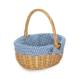 Rackhams Full Buff Willow Childs Oval Wicker Shopping Basket - Navy Blue - thumbnail 6