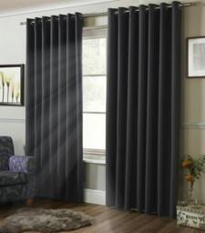 Rackhams Plain Blackout Ring top Curtains - Charcoal - 168cm width x 137cm drop - thumbnail 1