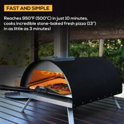 Rackhams Pizza Oven Thermometer Paddle Rain Cover Outdoor BBQ Black Silver - thumbnail 3