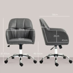 Rackhams Computer Desk Chair with PU Leather, Swivel Wheels, Grey - Brown - thumbnail 6