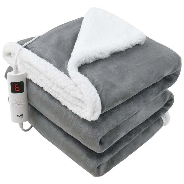 Rackhams Heated Throw Electric Blanket 6 Heat and 3 Timer Auto Shut Off - Digital Control - Machine Washable - Dark Grey - image 1