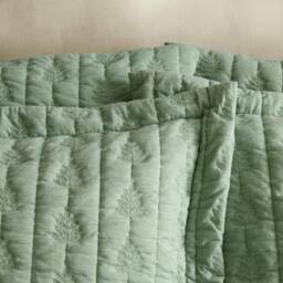 Rackhams Tamba Leaf Pinsonic Quilted Oxford Pillowcase Pair Green - Green - thumbnail 2