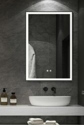Rackhams 50cm x 70cm Rectangular Anti-fog Bathroom Vanity Mirror Touch Sensor - Black