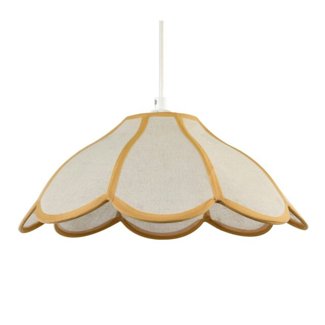 Rackhams Classic Natural Linen Pendant Ceiling Shade with Taupe Cotton Trim - image 1