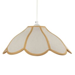 Rackhams Classic Natural Linen Pendant Ceiling Shade with Taupe Cotton Trim - thumbnail 2