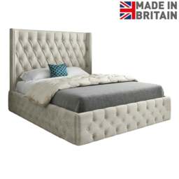 Rackhams Turin Straight Winged Upholstered Soft Velvet Bed Frame - Cream - Silver - Small single - thumbnail 6