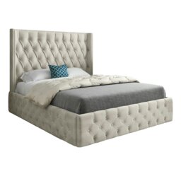 Rackhams Turin Straight Winged Upholstered Soft Velvet Bed Frame - Cream - Silver - Small single - thumbnail 5