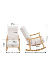 Rackhams Velvet Upholstered Tufting Rocking Chair - Beige - thumbnail 3