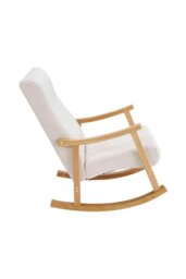 Rackhams Velvet Upholstered Tufting Rocking Chair - Beige - thumbnail 5