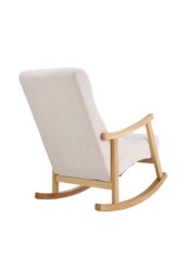 Rackhams Velvet Upholstered Tufting Rocking Chair - Beige - thumbnail 6