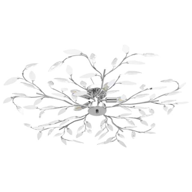 Rackhams Ceiling Lamp with Acrylic Crystal Leaf Arms for 5 E14 Bulbs White