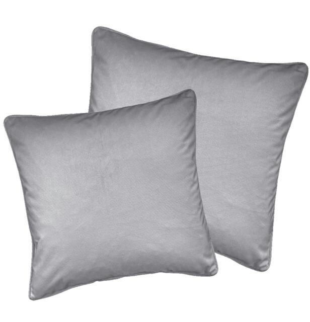 "Rackhams Pair of Soft Velvet Double Sided Zip Opening Piped Edge Cushion Covers - Cases Only - 22"" (55cm) x 22"" (55cm) - Grey" - image 1