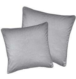 "Rackhams Pair of Soft Velvet Double Sided Zip Opening Piped Edge Cushion Covers - Cases Only - 22"" (55cm) x 22"" (55cm) - Grey" - thumbnail 1