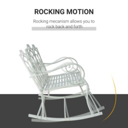 Rackhams 2 Seater Metal Garden Bench Outdoor Rocking Chair Patio White Love Seat - thumbnail 3