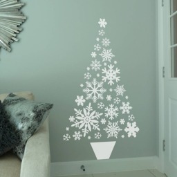 Rackhams Snowflake Christmas Tree Wall Sticker - Light Grey