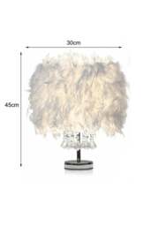 Rackhams Modern Feather Bedside Table Lamp - White - One Size - thumbnail 4