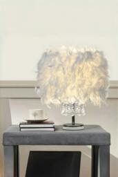 Rackhams Modern Feather Bedside Table Lamp - White - One Size - thumbnail 3