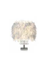 Rackhams Modern Feather Bedside Table Lamp - White - One Size - thumbnail 5