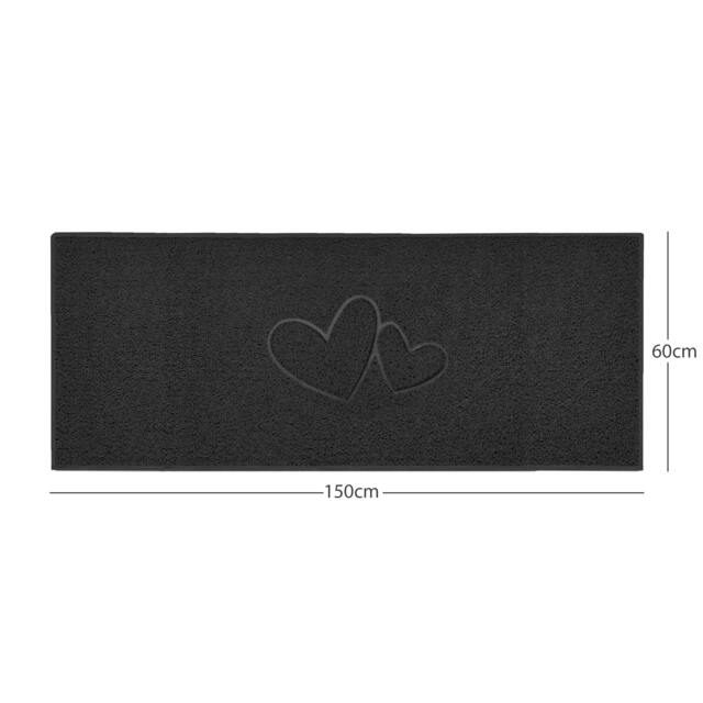"Rackhams ""Double Heart"" Embossed Loofah Textured Spaghetti Doormat - Black - 150cm x 60cm - Yes (Suitable for Indoors)" - image 1