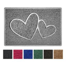 "Rackhams ""Double Heart"" Embossed Loofah Textured Spaghetti Doormat - Black - 150cm x 60cm - Yes (Suitable for Indoors)" - thumbnail 2