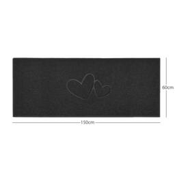 "Rackhams ""Double Heart"" Embossed Loofah Textured Spaghetti Doormat - Black - 150cm x 60cm - Yes (Suitable for Indoors)" - thumbnail 1