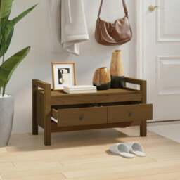 Rackhams Hall Bench Honey Brown 80x40x43 cm Solid Wood Pine - thumbnail 6