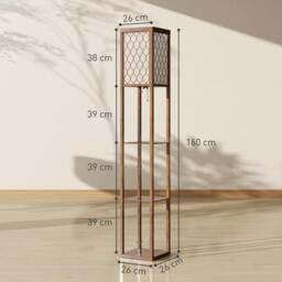 Rackhams Modern Floor Lamp Light with 3 Shelves Fabric Lampshade, Rustic Brown - Bulb not included - MDF, Cotton - Floor Lamp - thumbnail 5
