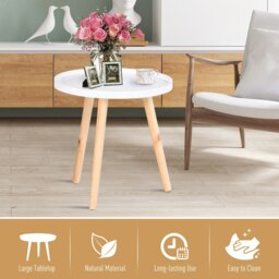 Rackhams Round Coffee Table W/ Solid Wood Legs Sofa End Side Coffee Table - thumbnail 3