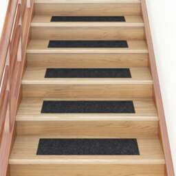 Rackhams Self-adhesive Stair Mats Rectangular 15 pcs 76x20 cm Black - thumbnail 1