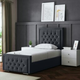 Rackhams Allegra Divan Bed with Upholstered Headboard - Grey (Steel) - Small Double / 4ft