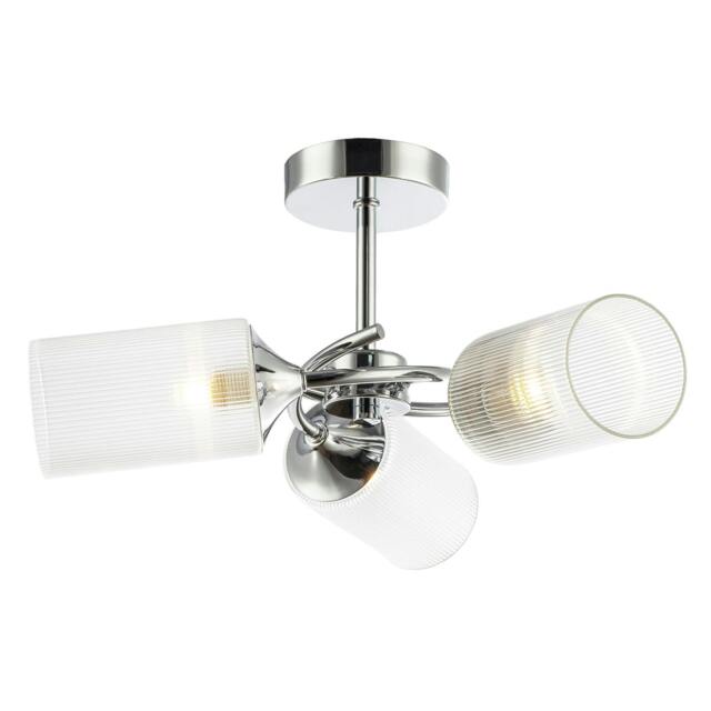 Rackhams Modern Chrome Ceiling Light with Cylindrical Lined Clear Glass Shades - image 1